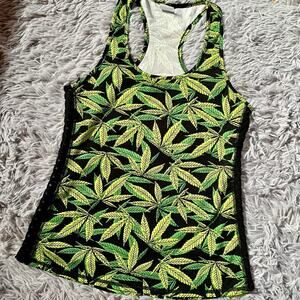 Mary Jane Marijuana Leaves 420 Hippie Earthy Cottage Core Boho Mushroom Tank